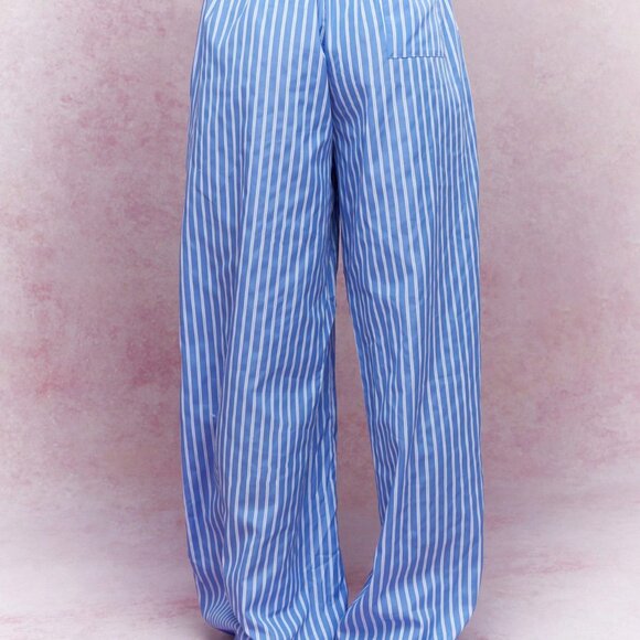 MISSGUIDED Buttoned Striped Wide Leg Pajama Pants Office Wear S - Picture 3 of 14